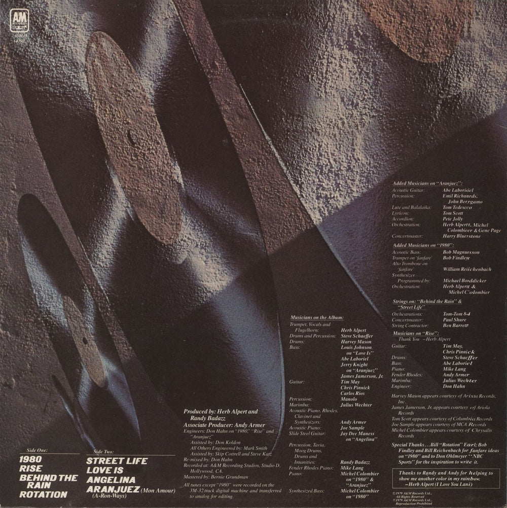 Herb Alpert Rise UK vinyl LP album (LP record)