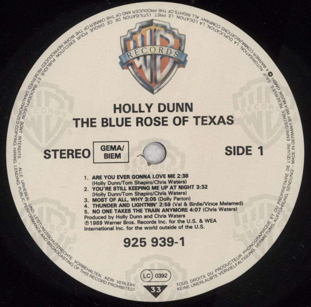 Holly Dunn The Blue Rose Of Texas UK vinyl LP album (LP record) ZYNLPTH847038