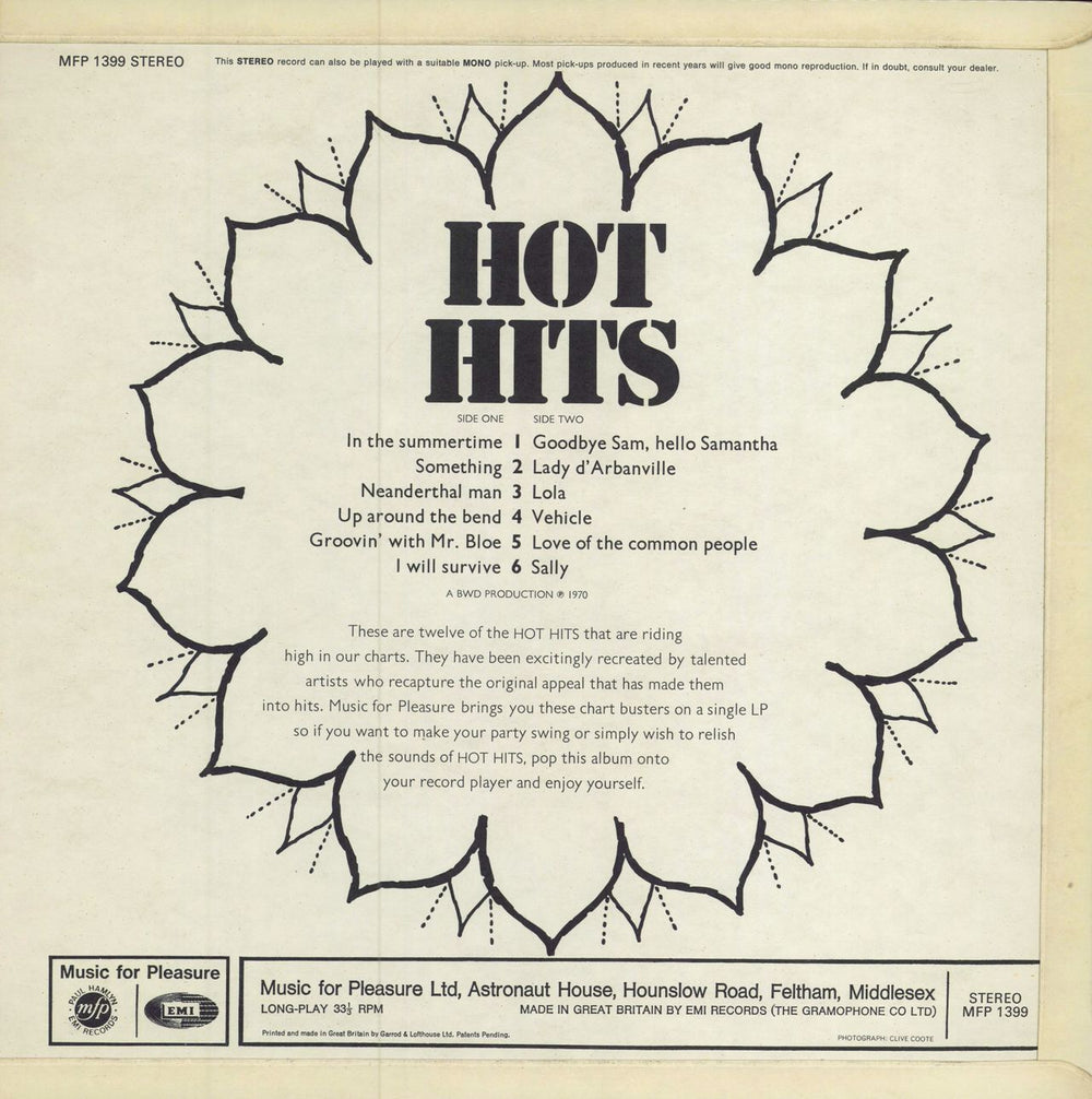 Hot Hits Hot Hits UK vinyl LP album (LP record)