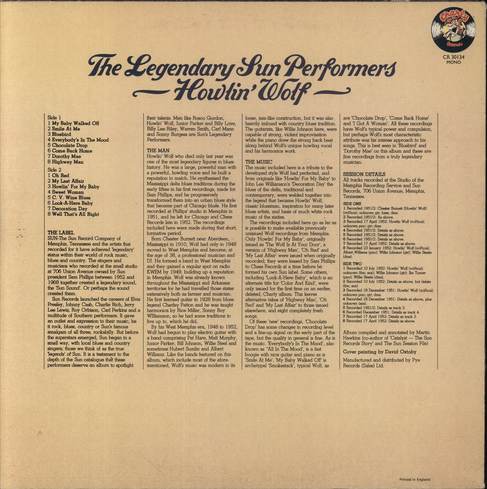 Howlin' Wolf The Legendary Sun Performers - Howlin' Wolf UK vinyl LP album (LP record)