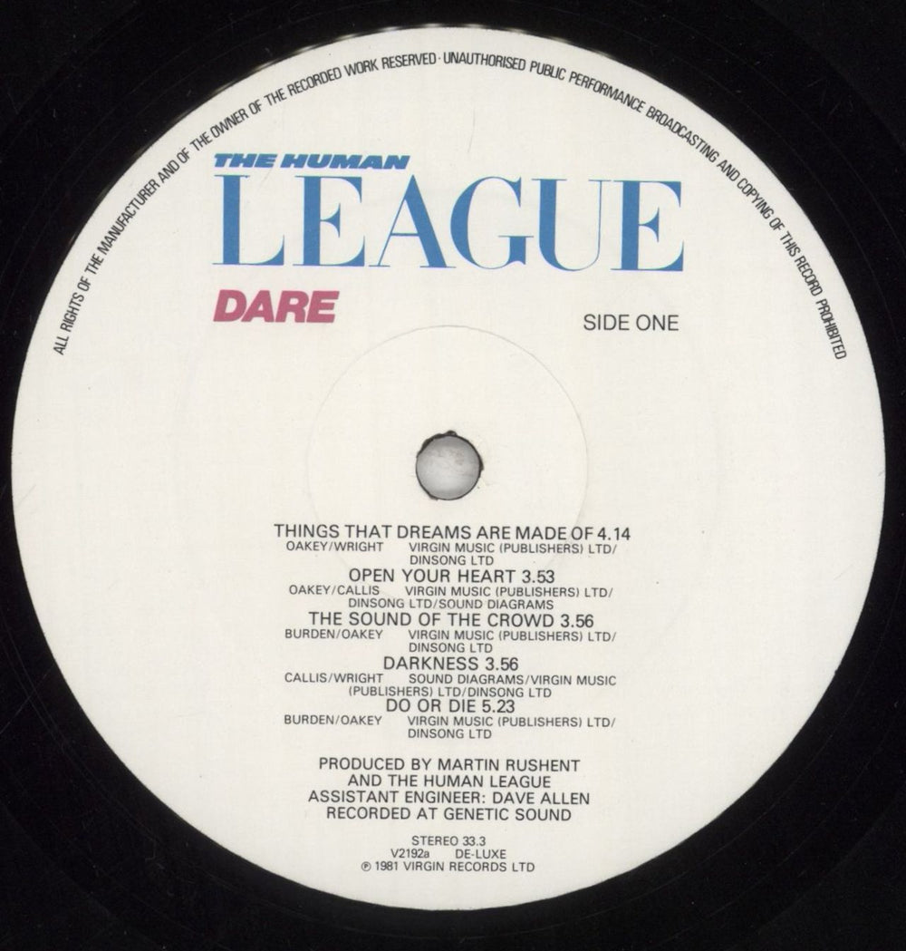 Human League Dare - EX UK vinyl LP album (LP record) HUMLPDA92787