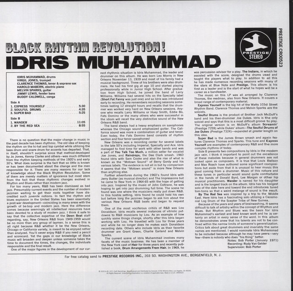 Idris Muhammad Black Rhythm Revolution! US vinyl LP album (LP record)