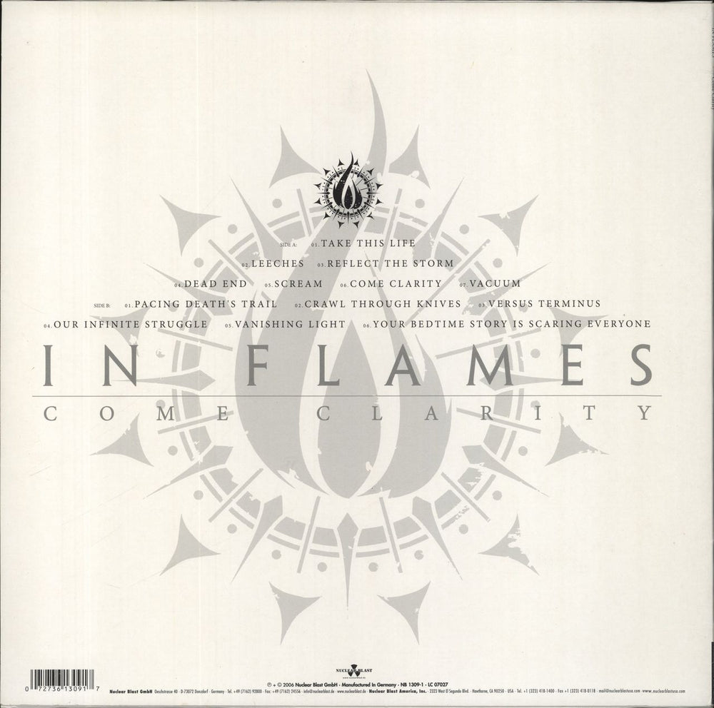 In Flames Come Clarity - Clear Vinyl German vinyl LP album (LP record)