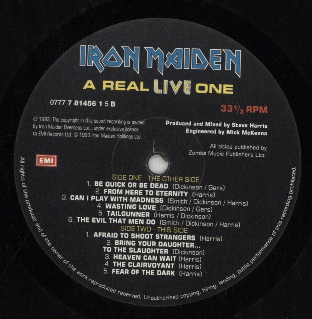 Iron Maiden A Real LIVE One - EX UK vinyl LP album (LP record)