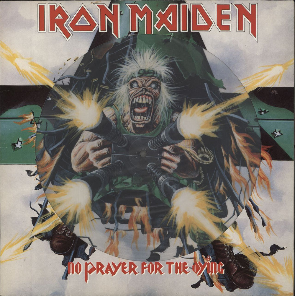 Iron Maiden No Prayer For The Dying - die-cut p/s - EX UK picture disc LP (vinyl picture disc album) EMDPD1017