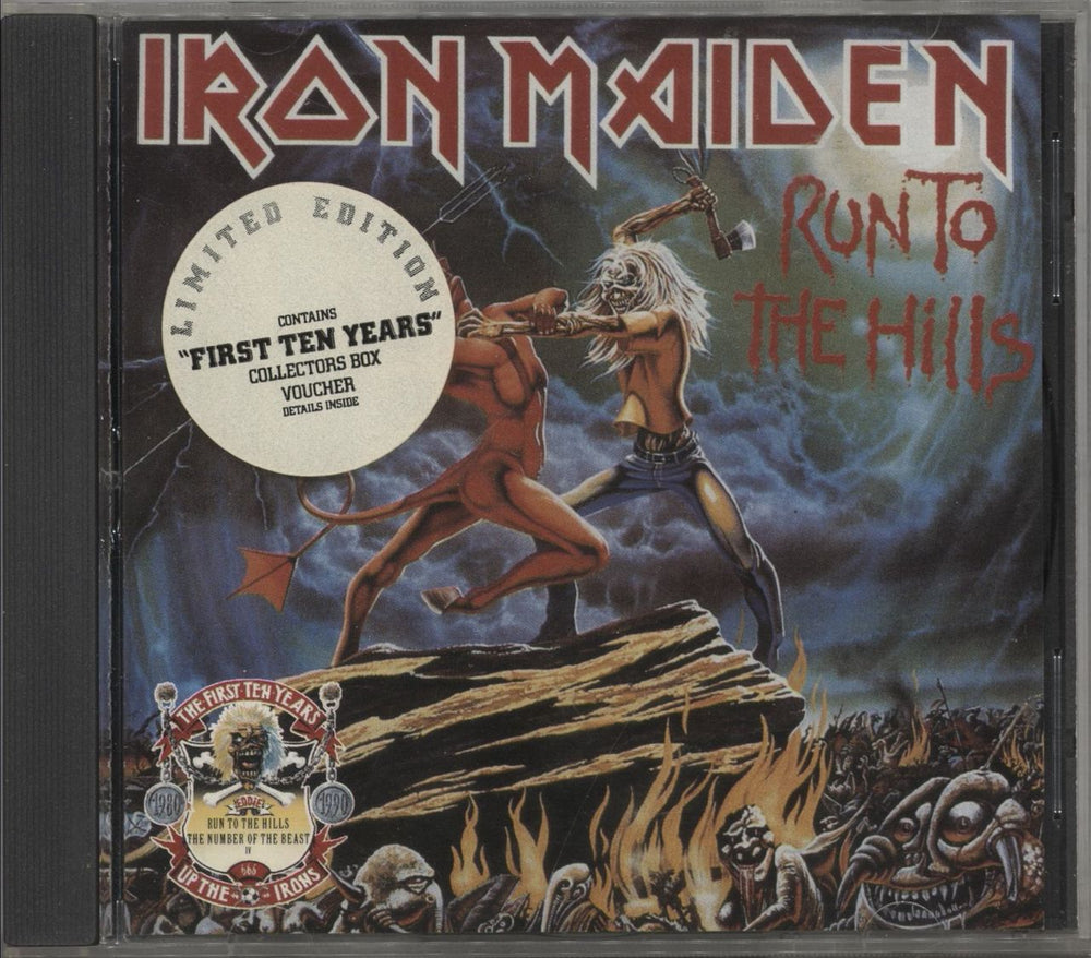 Iron Maiden Run To The Hills - Stickered + Voucher UK CD single (CD5 / 5") CDIRN4