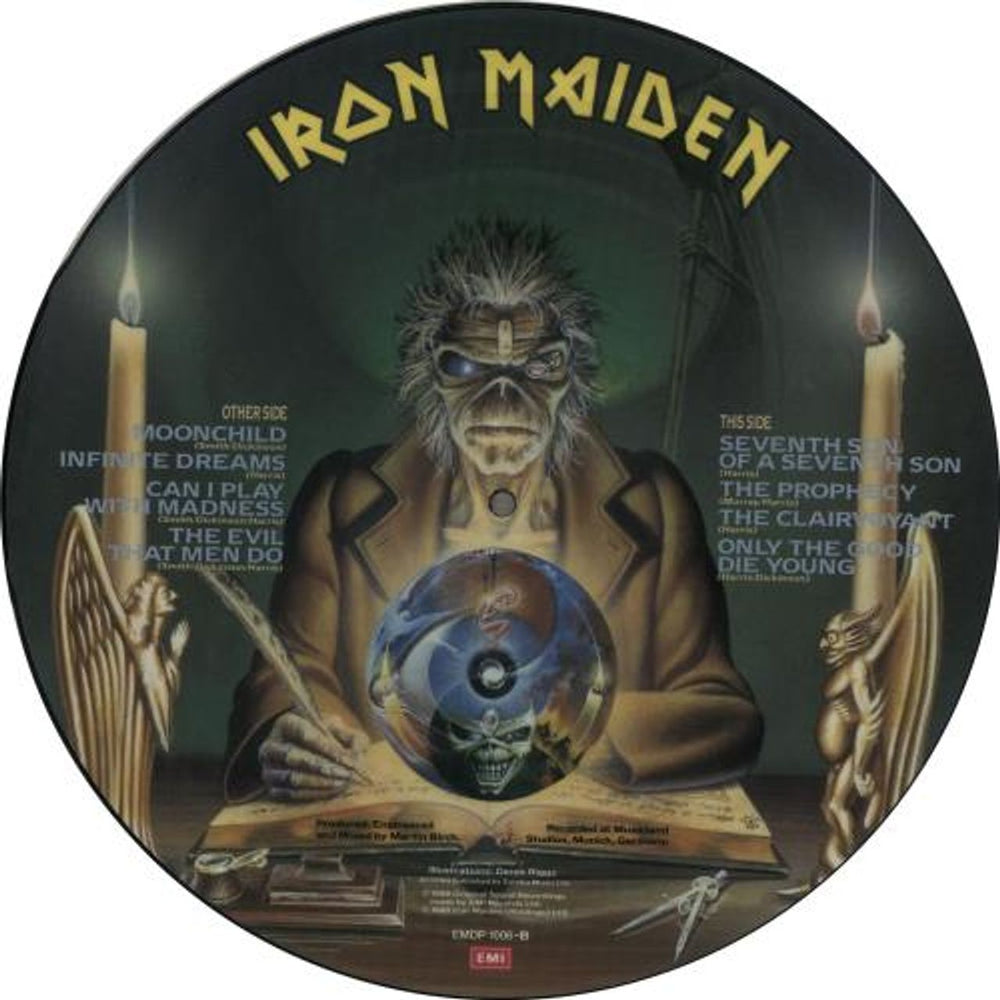 Iron Maiden Seventh Son Of A Seventh Son + insert & banner UK picture disc LP (vinyl picture disc album) IROPDSE00689