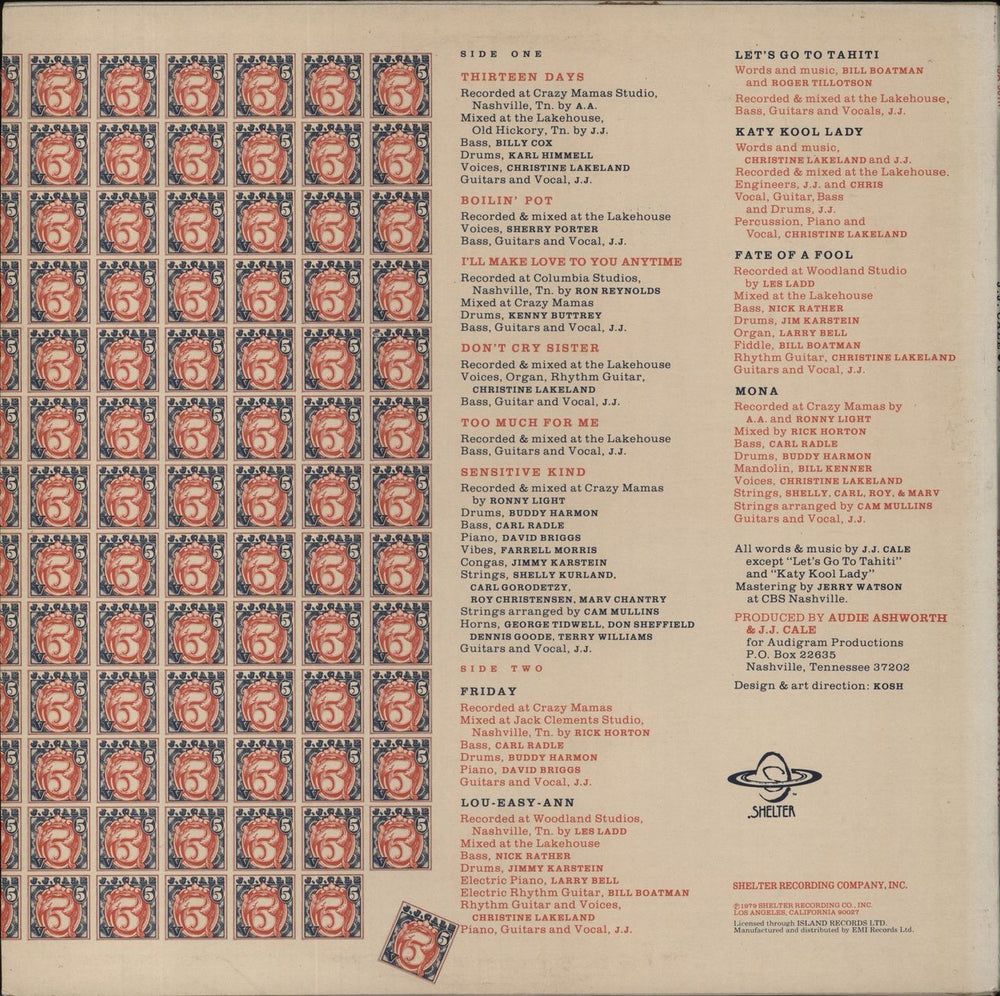 J.J. Cale 5 - Five - EX UK vinyl LP album (LP record)