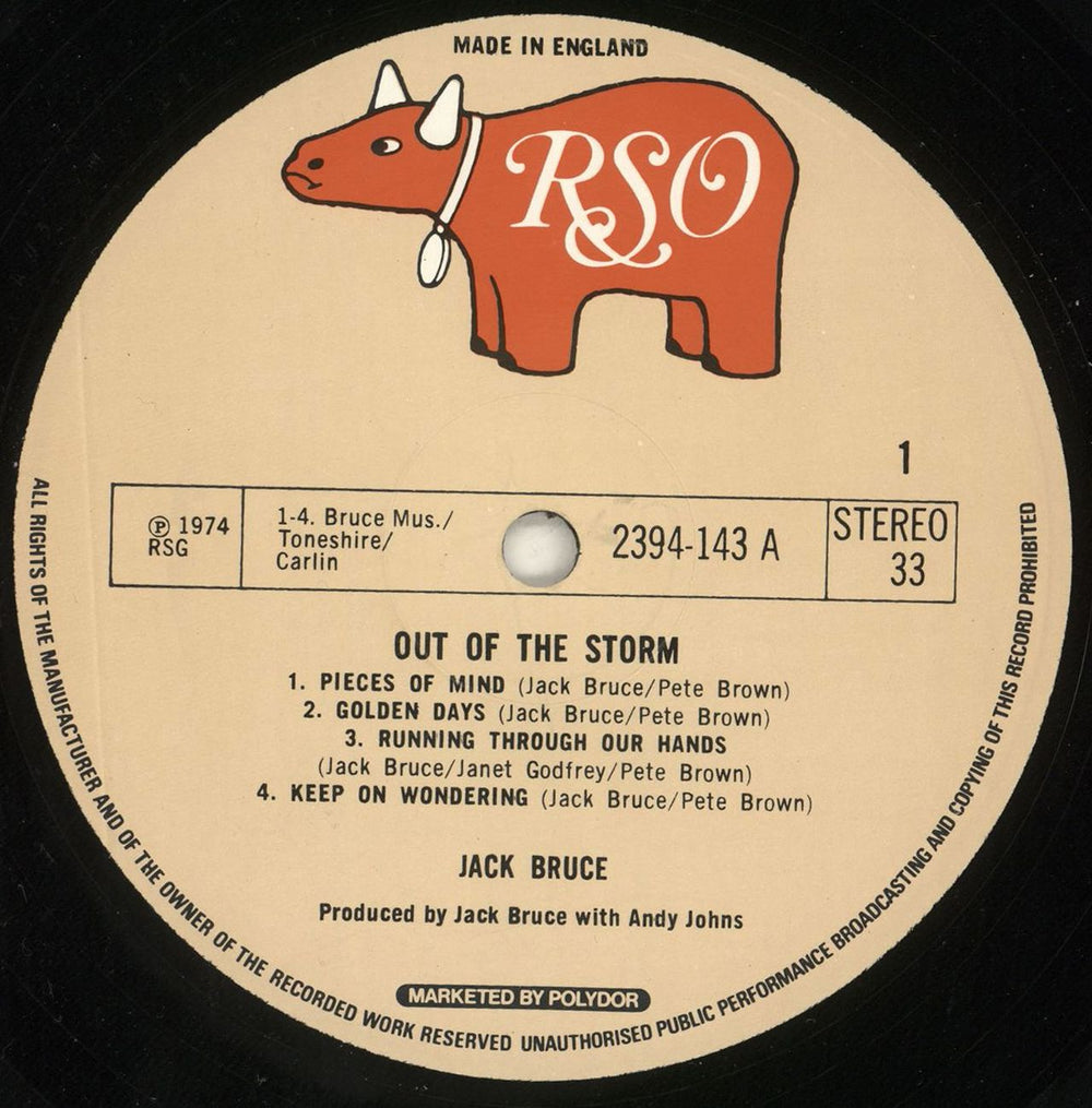Jack Bruce Out Of The Storm + Insert UK vinyl LP album (LP record) J-BLPOU723925
