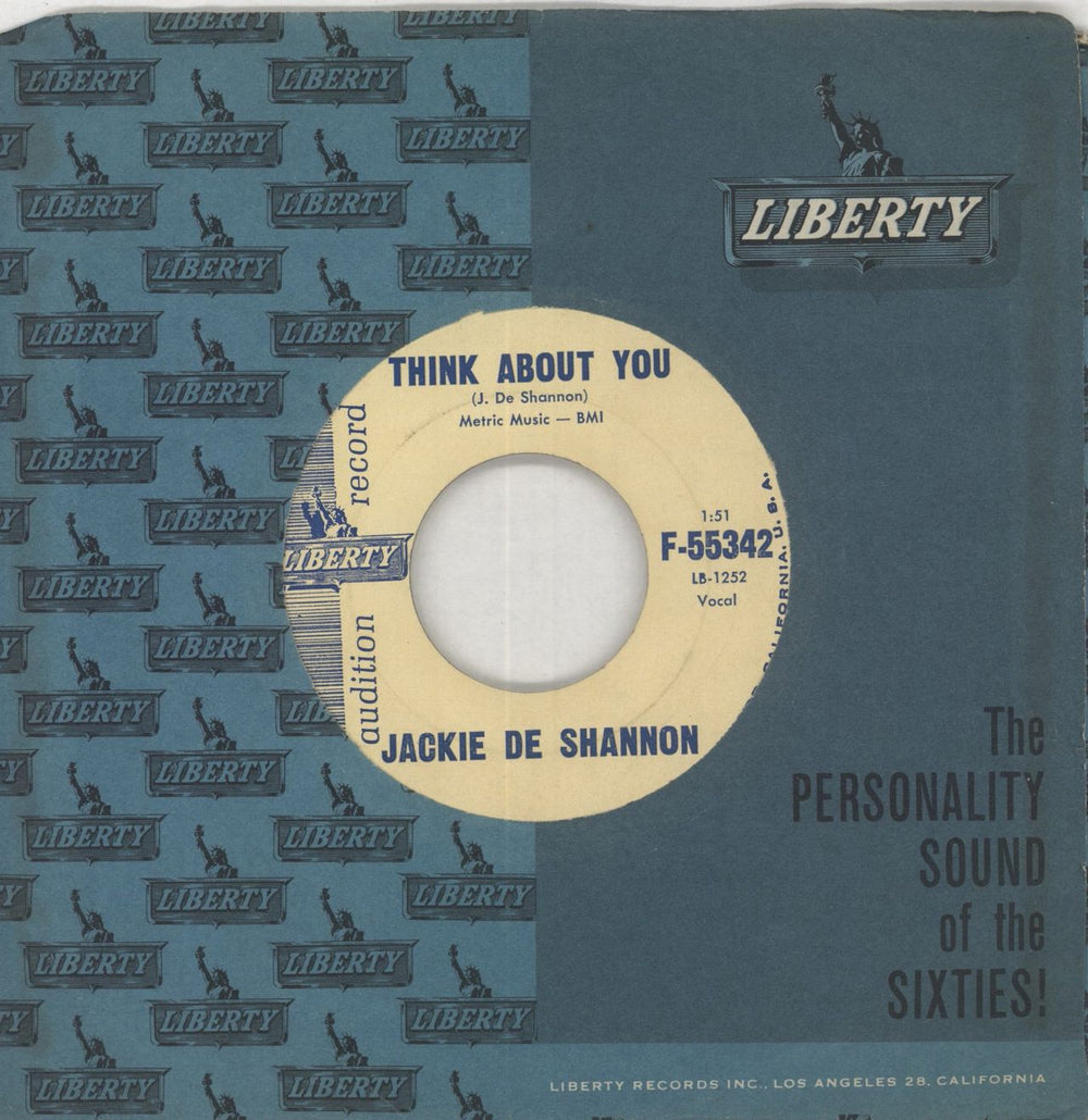 Jackie DeShannon Think About You US 7" vinyl single (7 inch record / 45) F-55342
