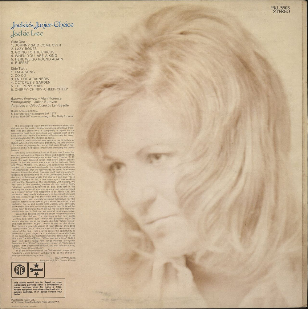 Jackie Lee Jackie's Junior Choice UK vinyl LP album (LP record)