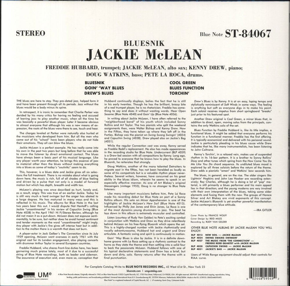 Jackie McLean Bluesnik: Remastered - 180 Gram Vinyl UK vinyl LP album (LP record) 602448595492