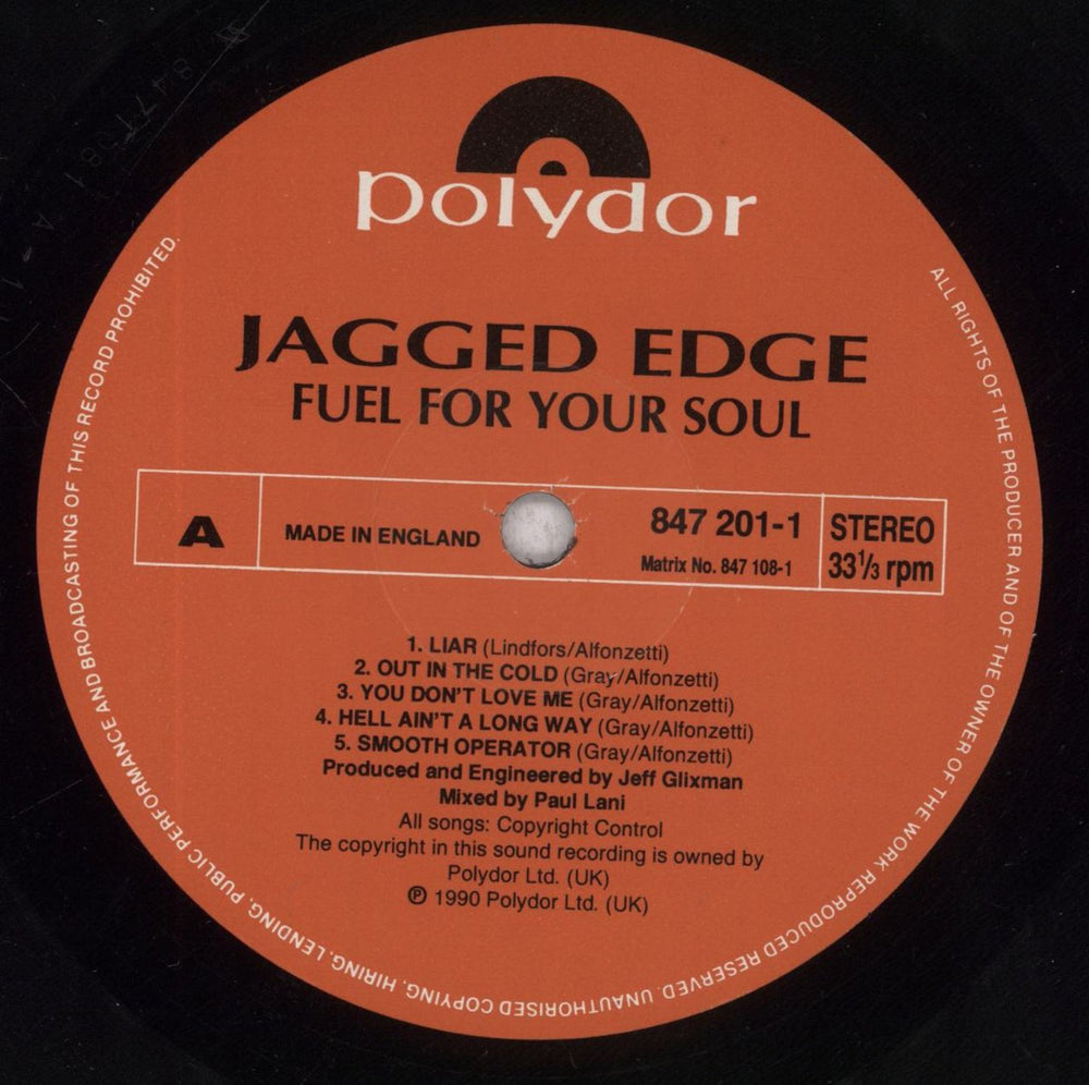 Jagged Edge (Rock) Fuel For Your Soul - EX UK vinyl LP album (LP record) JGGLPFU848209