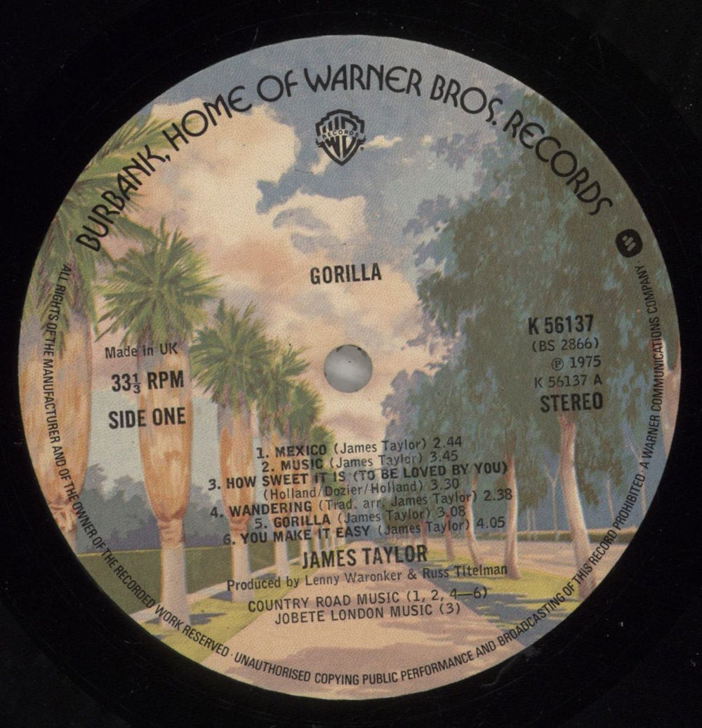 James Taylor Gorilla - laminated p/s UK vinyl LP album (LP record) JTYLPGO186449