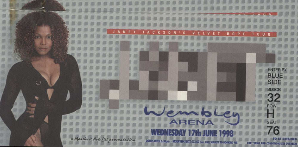Janet Jackson The Velvet Rope 1998 + ticket stub US tour programme