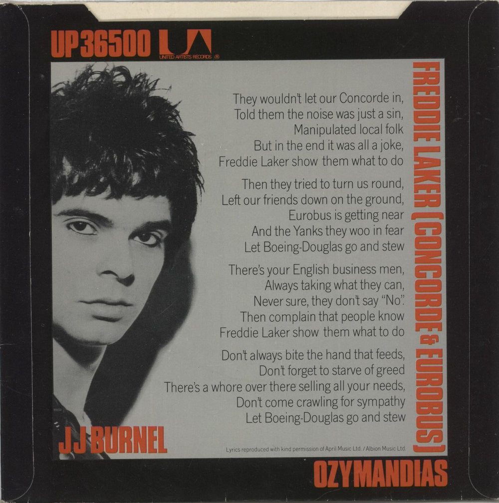 Jean Jacques Burnel Freddie Laker (Concorde & Eurobus) UK 7" vinyl single (7 inch record / 45)