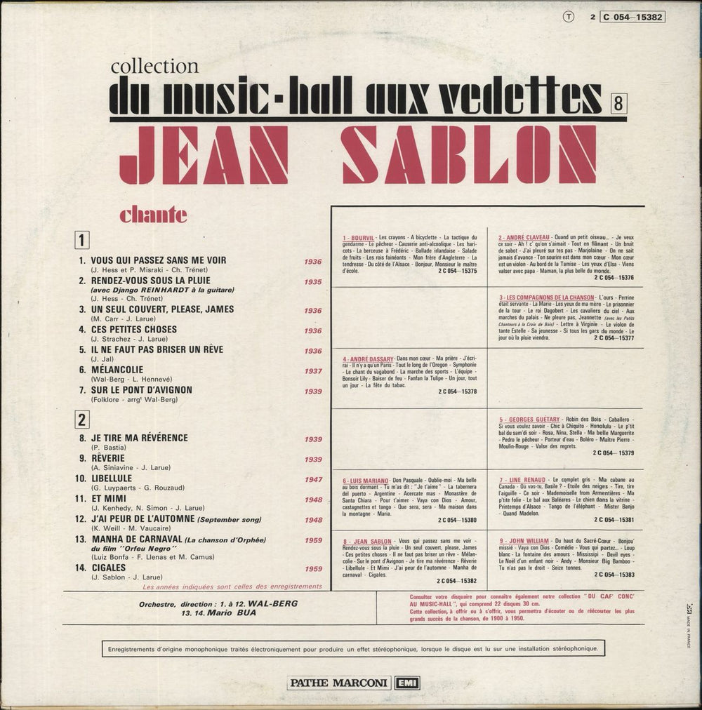 Jean Sablon Chante French vinyl LP album (LP record)