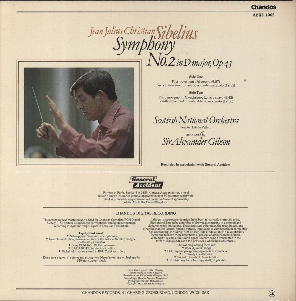 Jean Sibelius Sibelius: Symphony No. 2 UK Promo vinyl LP album (LP record)