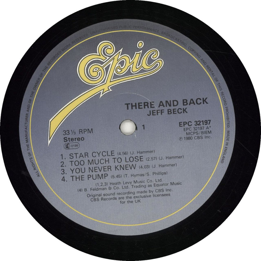 Jeff Beck There And Back UK vinyl LP album (LP record) BEKLPTH546921