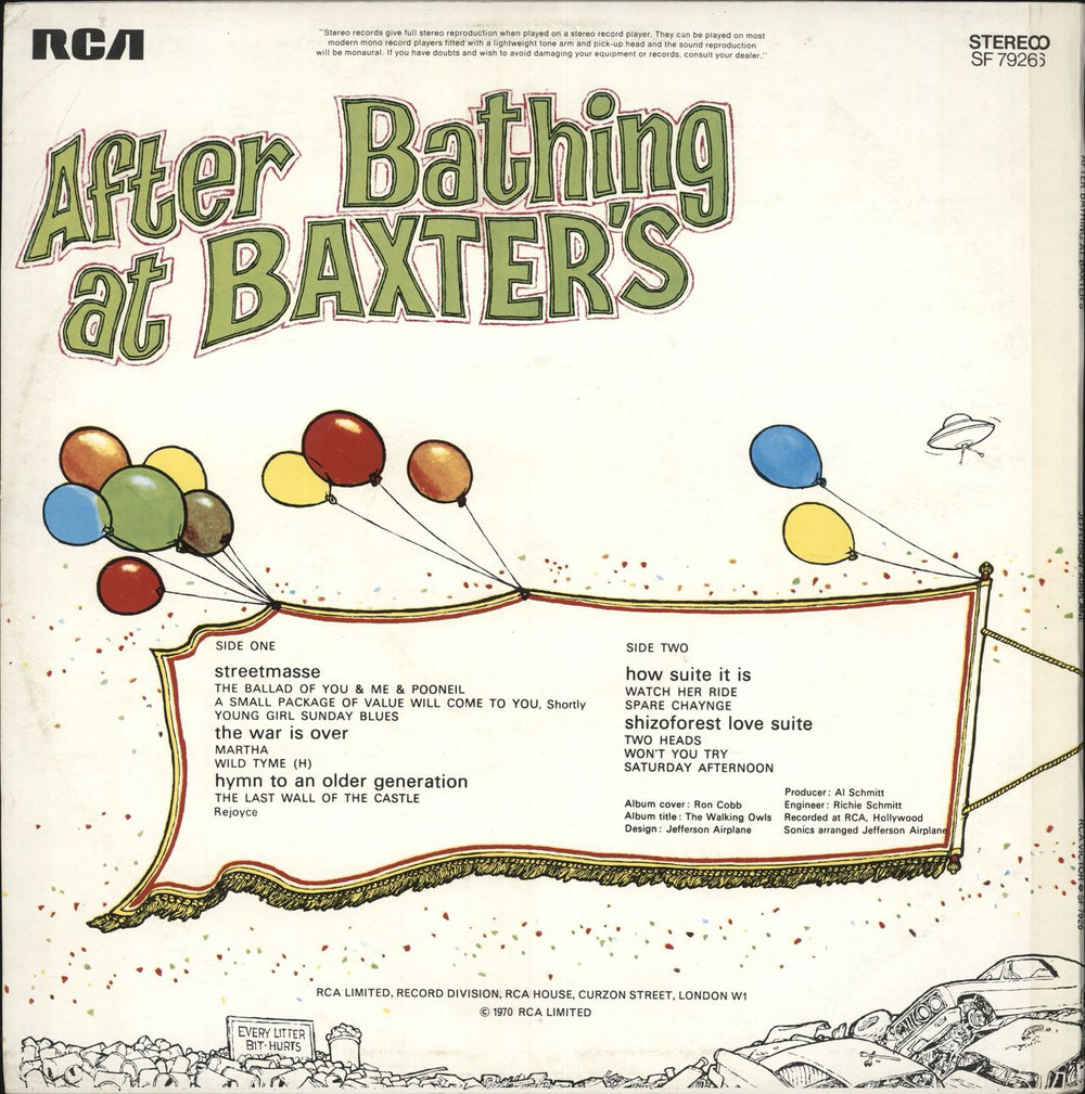 Jefferson Airplane After Bathing At Baxter's - Orange Label - EX UK vinyl LP album (LP record)