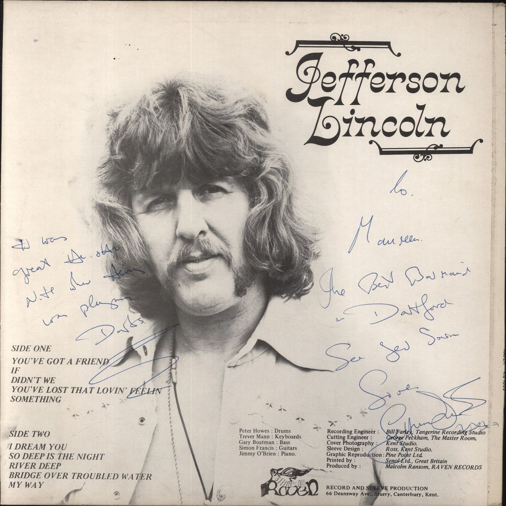 Jefferson Lincoln Jefferson Lincoln - Autographed UK vinyl LP album (LP record)