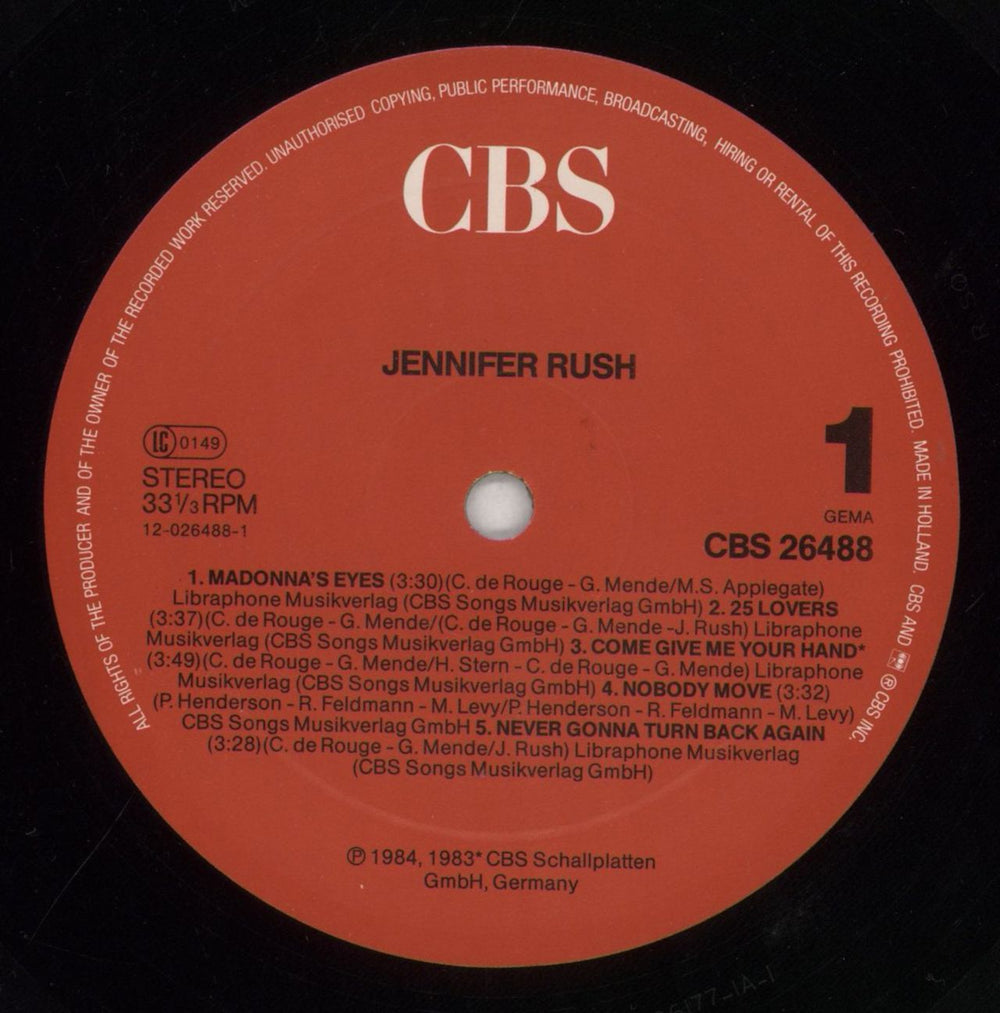 Jennifer Rush Jennifer Rush UK vinyl LP album (LP record) JRULPJE245166