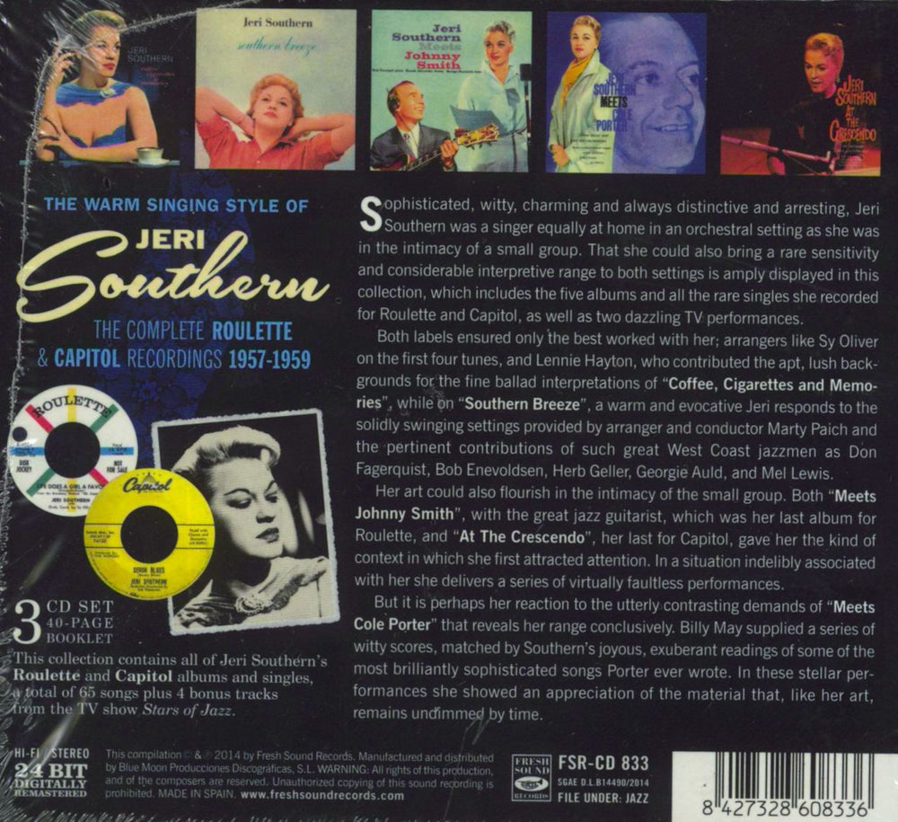 Jeri Southern The Complete Roulette & Capitol Recordings 1957-1959 - Sealed UK 3-CD album set (Triple CD)