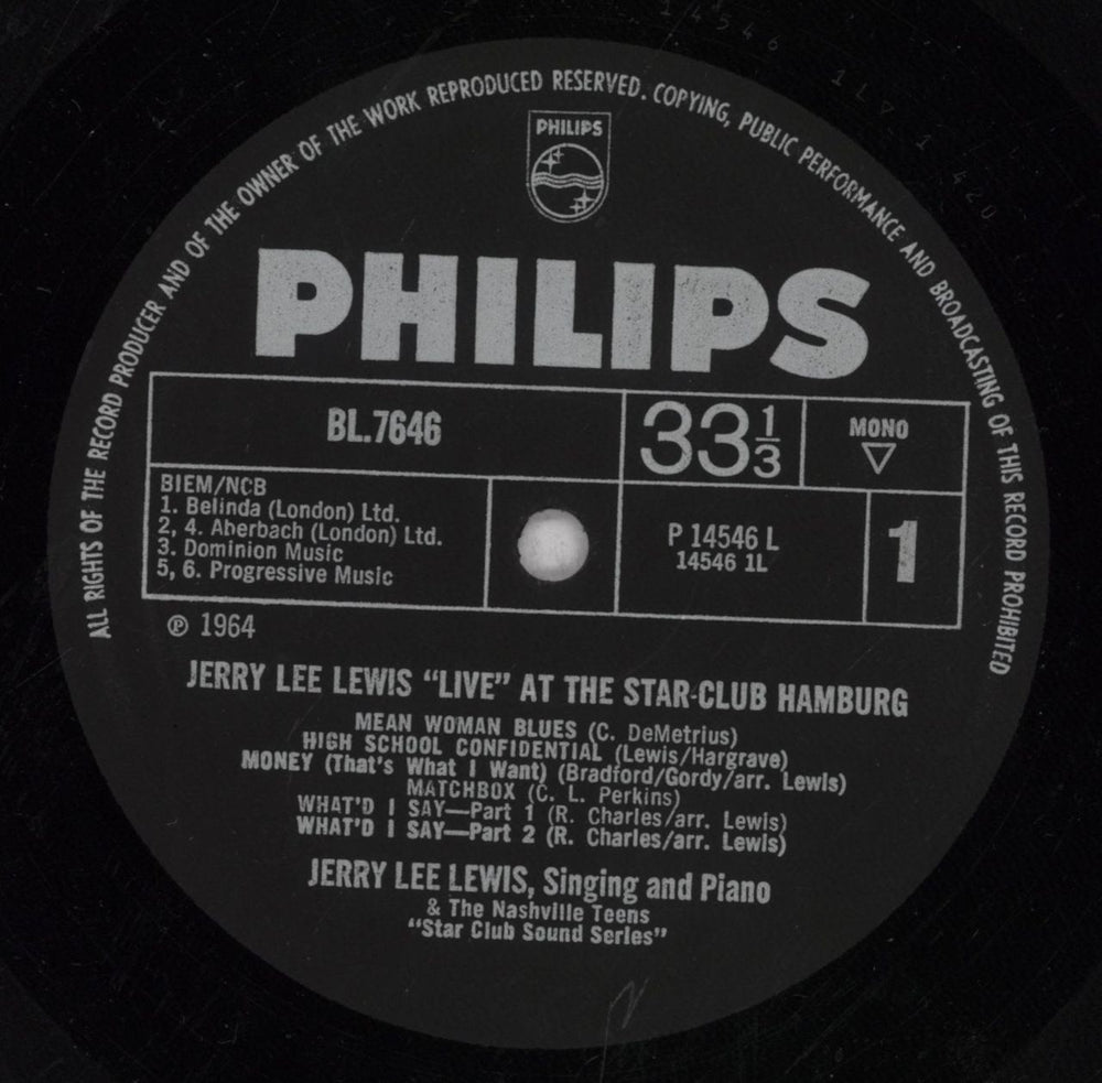 Jerry Lee Lewis Live At The Star Club Hamburg - Mono - VG UK vinyl LP album (LP record) JLLLPLI760556