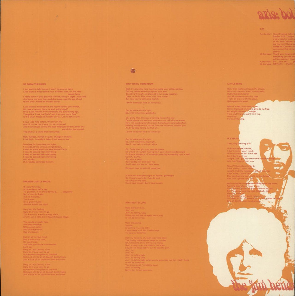Jimi Hendrix Axis: Bold As Love - 1st + insert - EX UK vinyl LP album (LP record) 1967