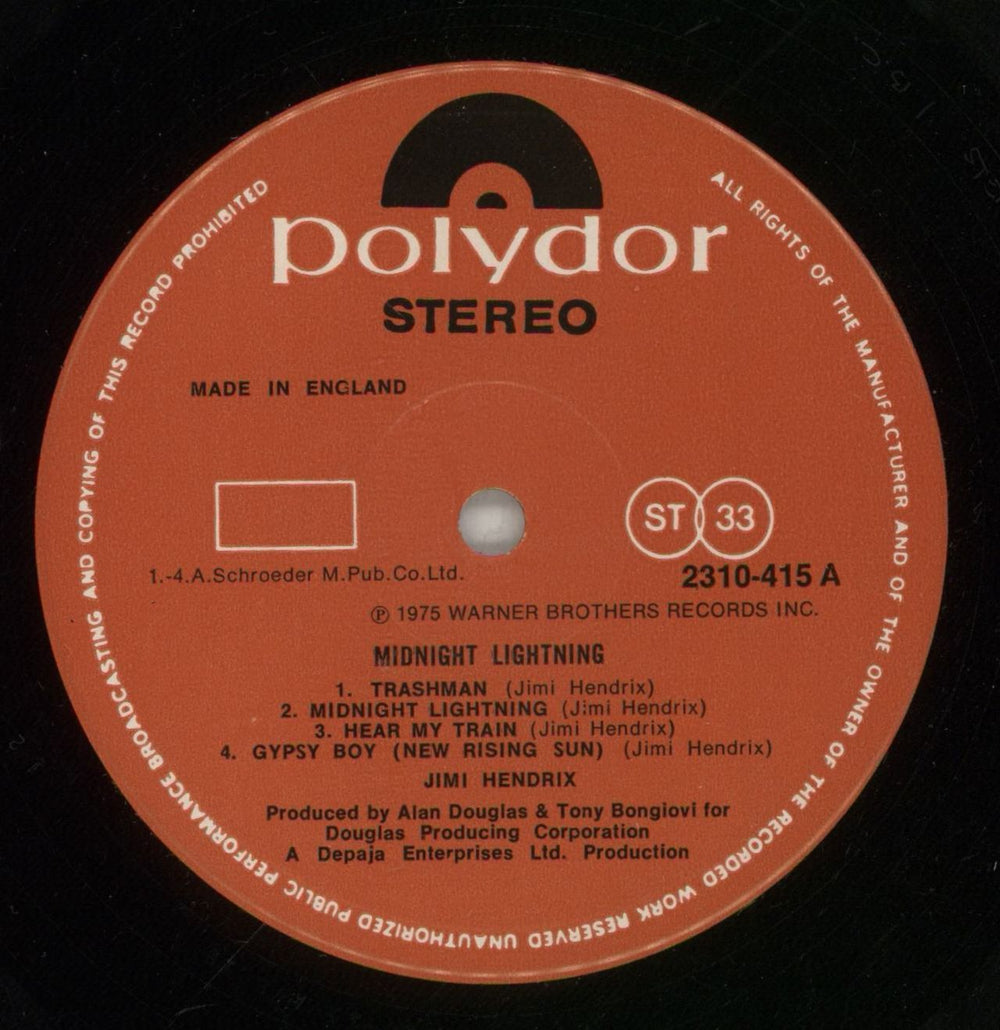 Jimi Hendrix Midnight Lightning UK vinyl LP album (LP record) HENLPMI71871
