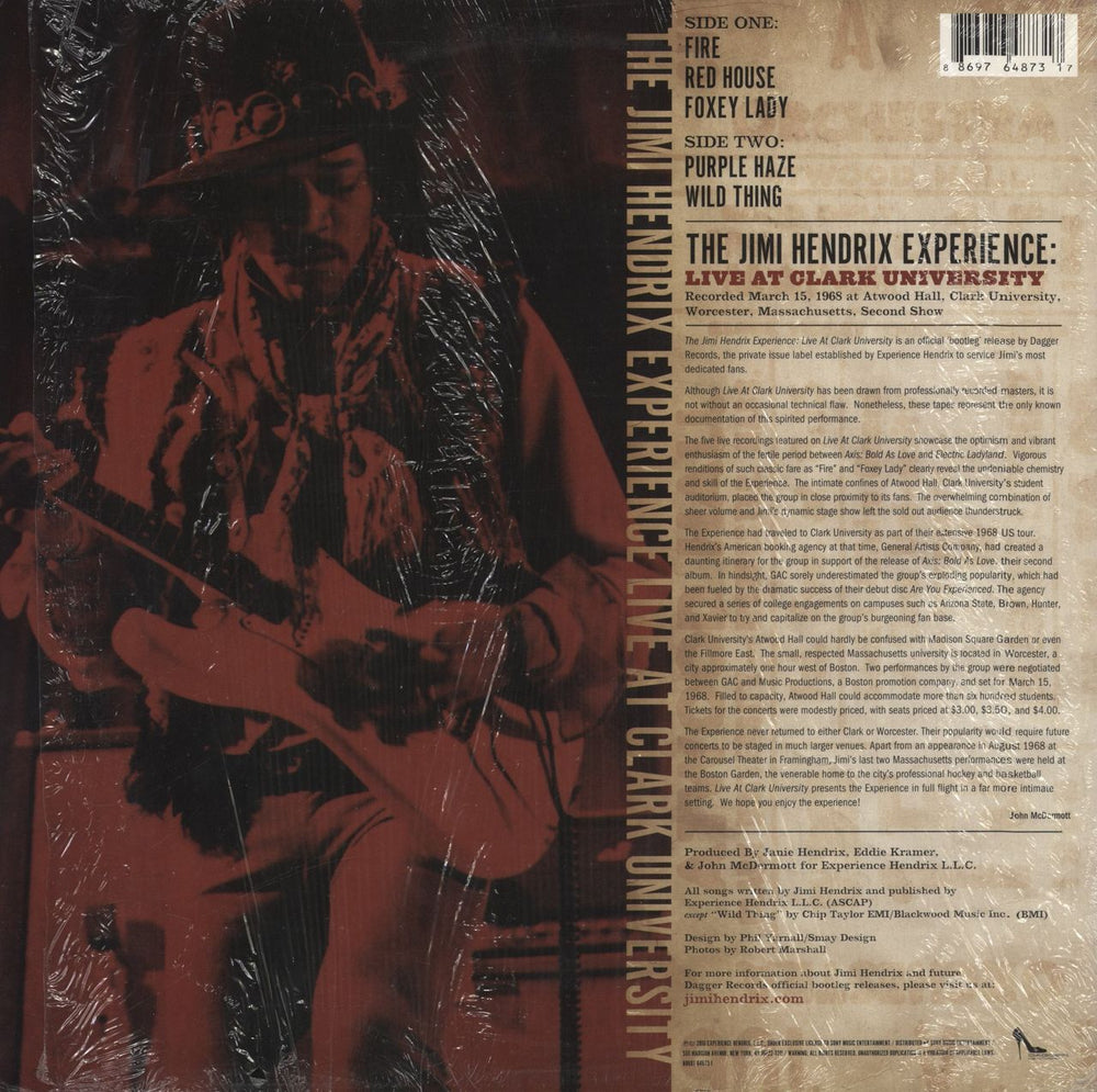 Jimi Hendrix The Jimi Hendrix Experience: Live At Clark University - Shrink US vinyl LP album (LP record) 886976487317