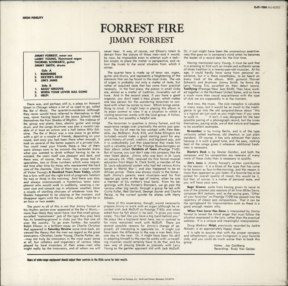 Jimmy Forrest Forrest Fire US vinyl LP album (LP record) 025218019910