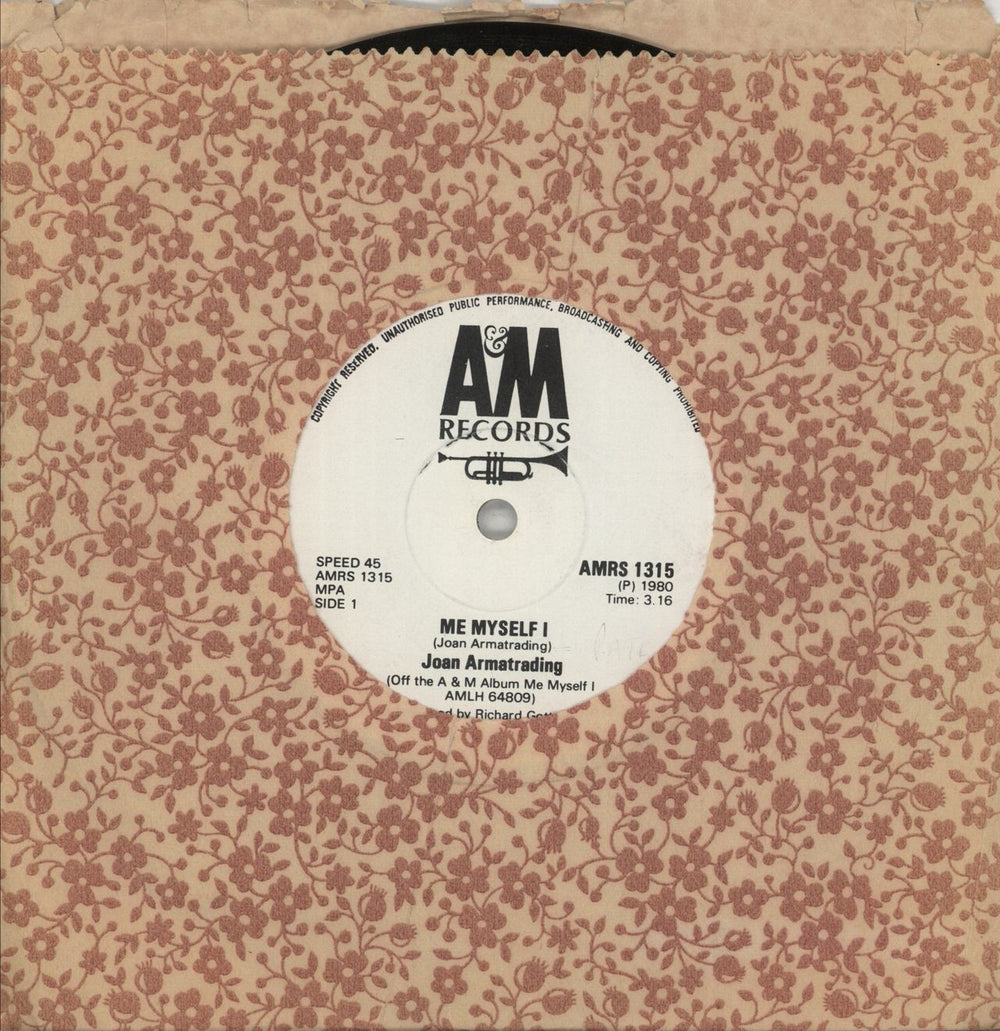 Joan Armatrading Me Myself I Rhodesian 7" vinyl single (7 inch record / 45) AMRS1315