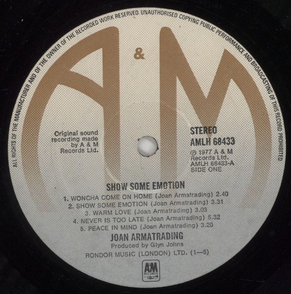 Joan Armatrading Show Some Emotion UK vinyl LP album (LP record) ARMLPSH230116