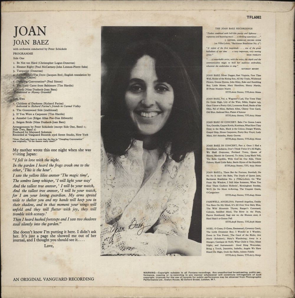 Joan Baez Joan UK vinyl LP album (LP record)