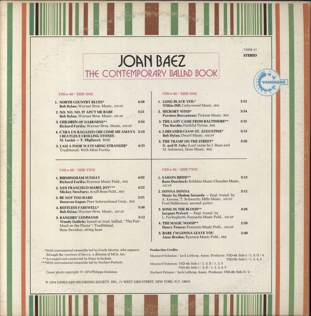 Joan Baez The Contemporary Ballad Book US 2-LP vinyl record set (Double LP Album)