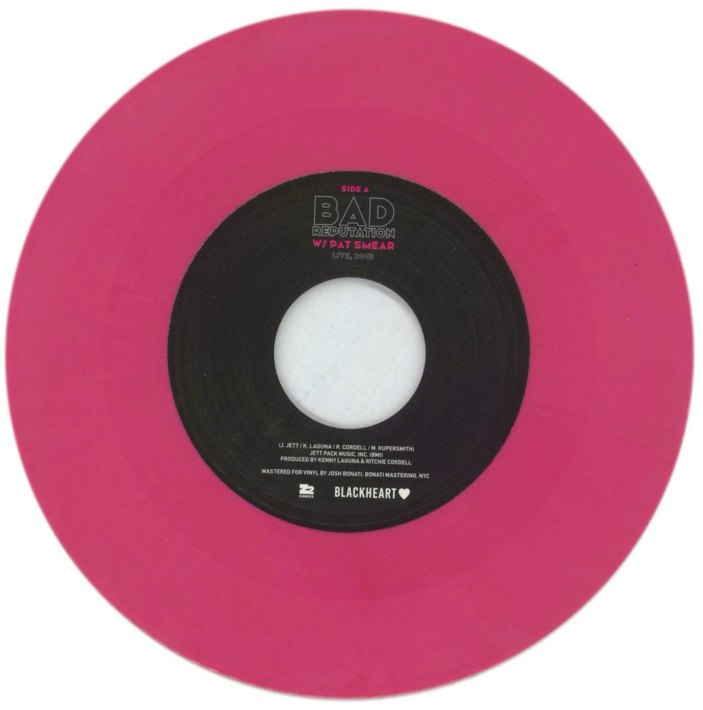 Joan Jett Bad Reputation / I Love Rock 'N Roll - Pink Vinyl | Z2 Comics Special Edition US 7" vinyl single (7 inch record / 45) JET07BA865142