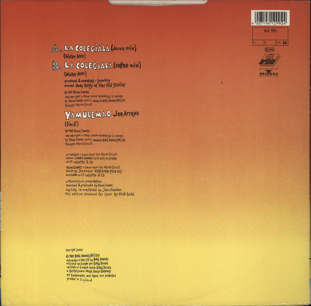 Joe Arroyo Y La Verdad La Colegiala UK 12" vinyl single (12 inch record / Maxi-single)