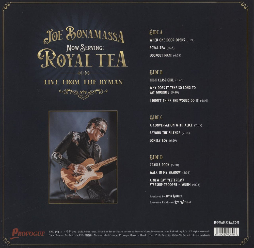 Joe Bonamassa Now Serving: Royal Tea Live From The Ryman - 180 Gram Transparent Vinyl UK 2-LP vinyl record set (Double LP Album) 810020504453