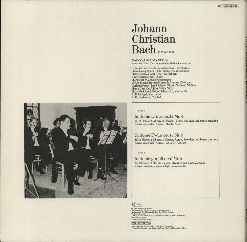 Johann Christoph Friedrich Bach Drei Londoner Sinfonien German vinyl LP album (LP record)