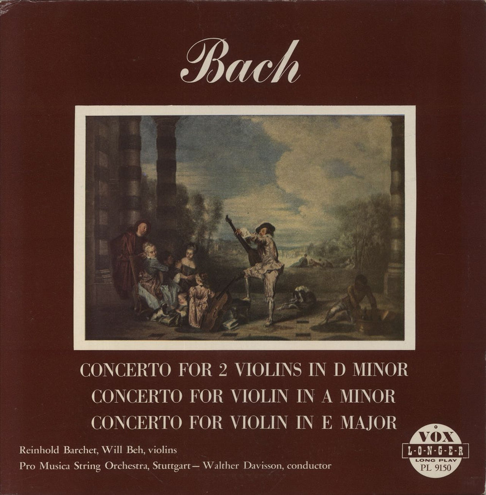 Johann Sebastian Bach Bach: Concerto For 2 Violins In D Minor • Concerto For Violin In A Minor • Concerto For Violin In E US vinyl LP album (LP record) PL9150