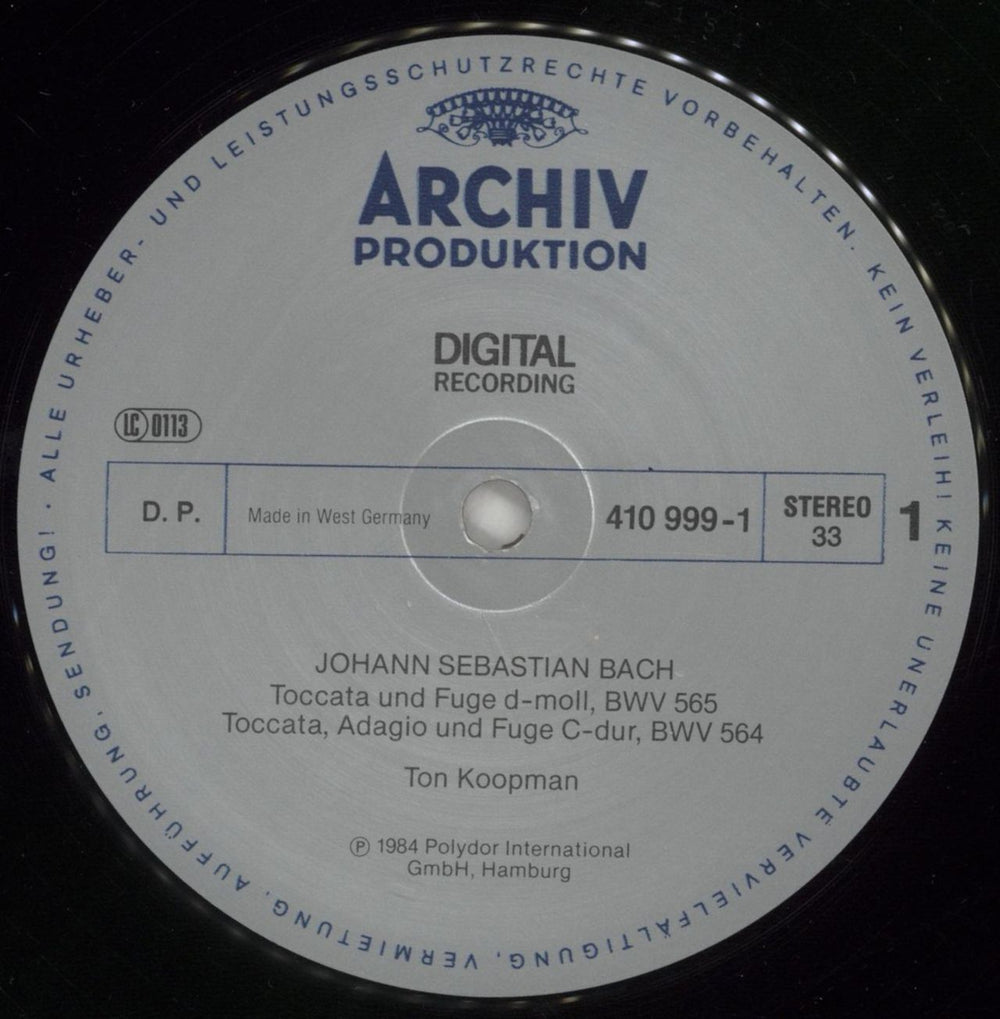 Johann Sebastian Bach Bach: Orgelwerke = Organ Works = Œuvres Pour Orgue - Toccaten & Fugen German vinyl LP album (LP record) JHHLPBA863844