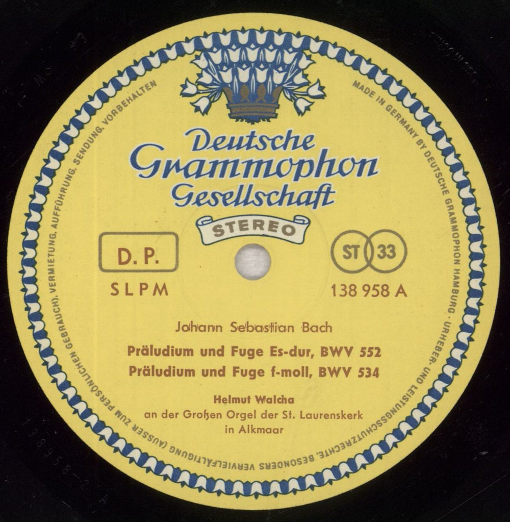 Johann Sebastian Bach Récital D'Orgue German vinyl LP album (LP record) JHHLPRC846894