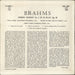 Johannes Brahms String Sextet No. 1 In B Flat, Op.18 UK vinyl LP album (LP record)