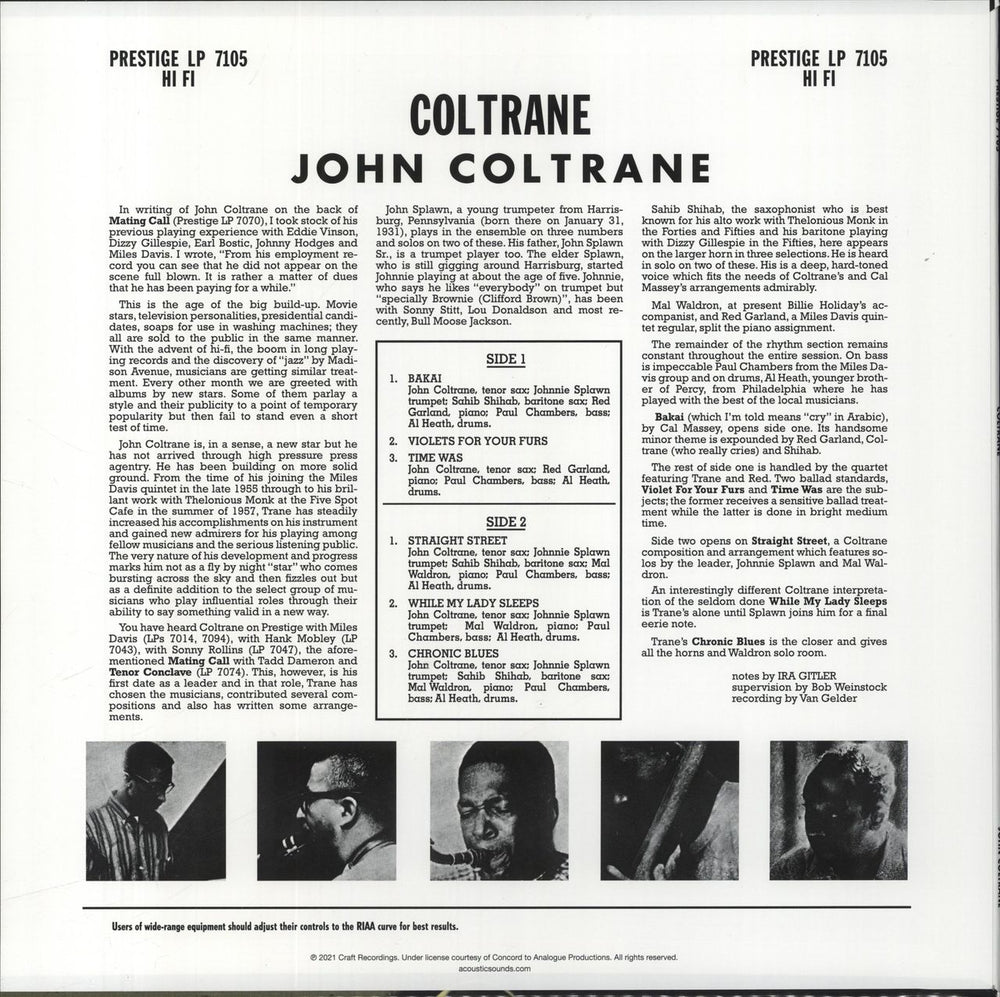 John Coltrane Coltrane - 200gm US vinyl LP album (LP record) 0753088710513