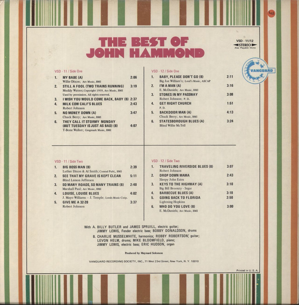 John Hammond The Best Of John Hammond US 2-LP vinyl record set (Double LP Album)