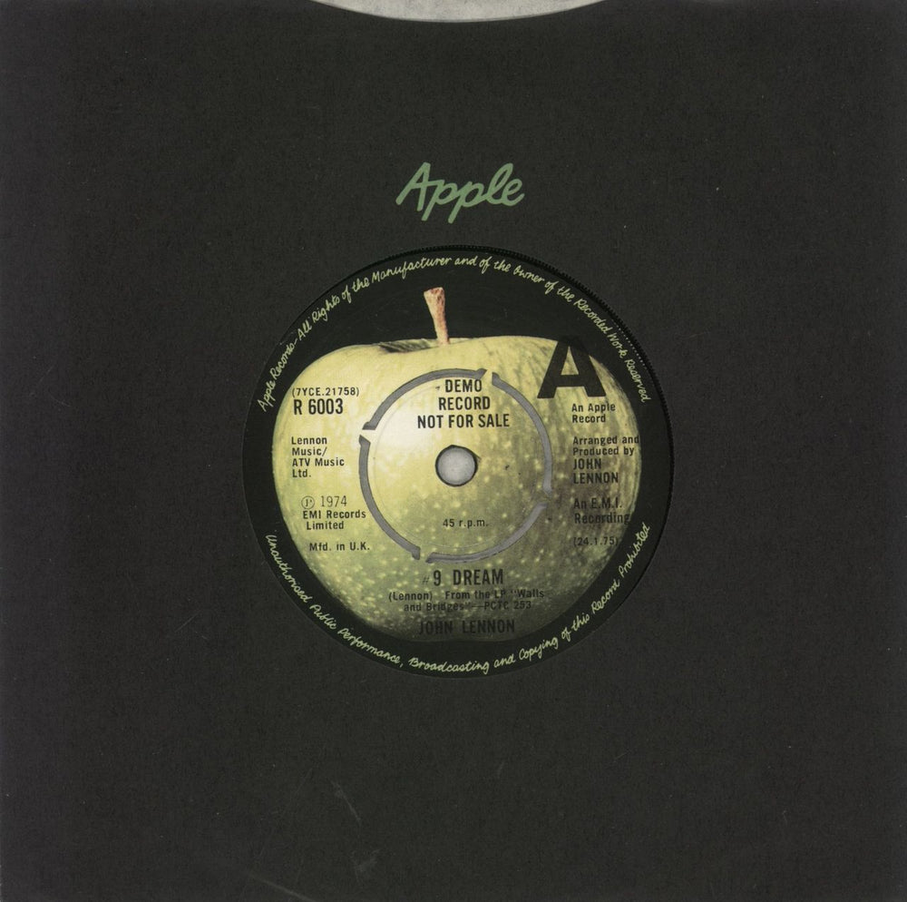 John Lennon #9 Dream - A Label UK Promo 7" vinyl single (7 inch record / 45) R6003