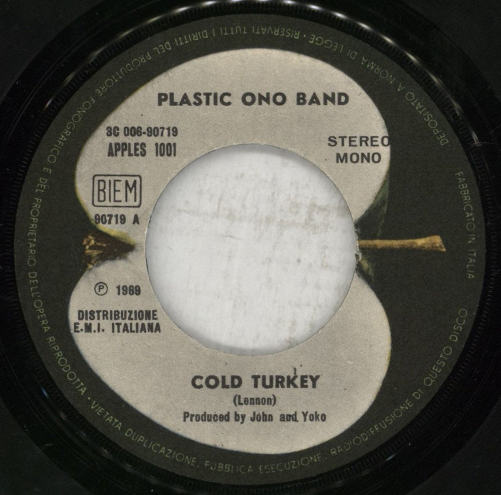 John Lennon Cold Turkey Italian 7" vinyl single (7 inch record / 45) LEN07CO879685