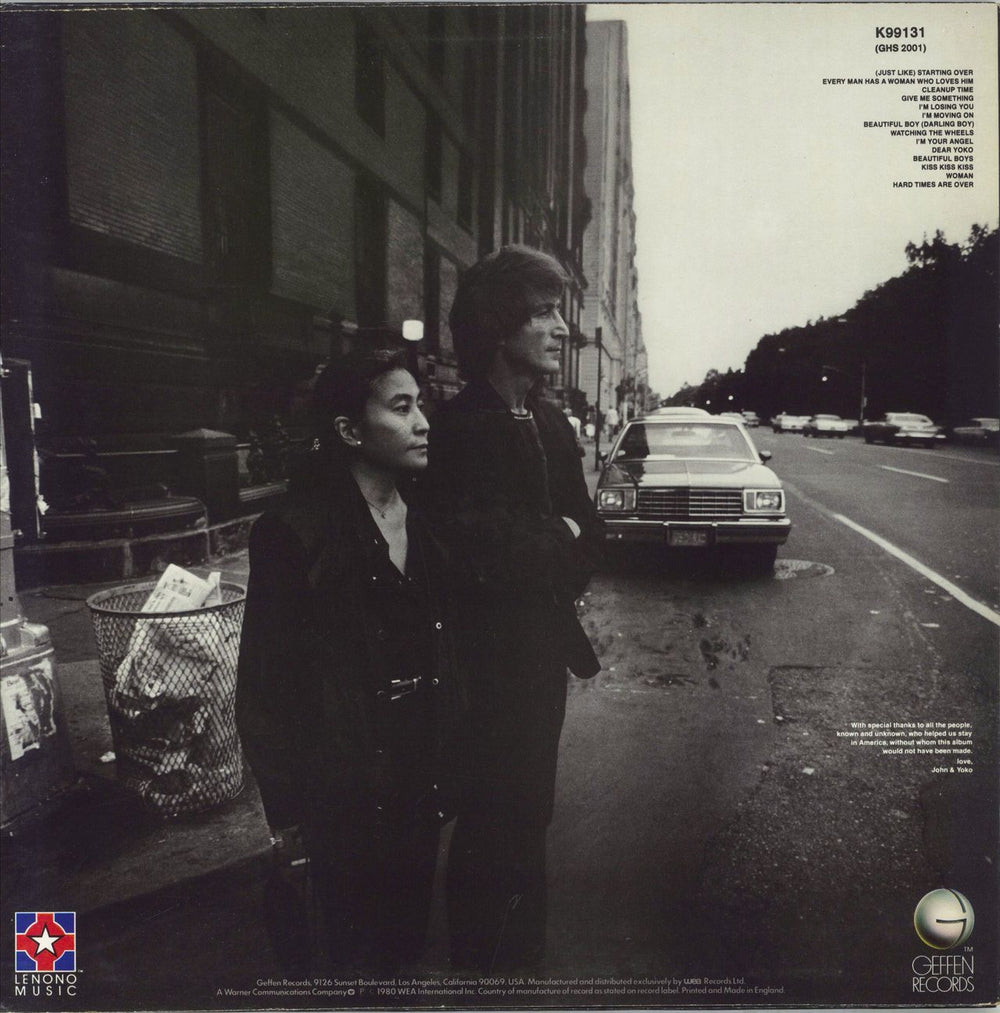 John Lennon Double Fantasy UK vinyl LP album (LP record)