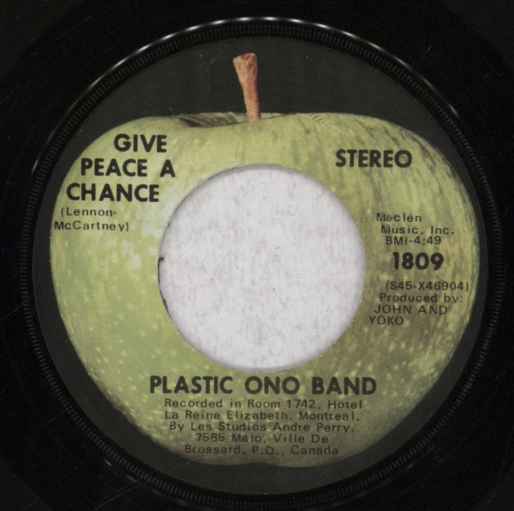 John Lennon Give Peace A Chance US 7" vinyl single (7 inch record / 45) 1809